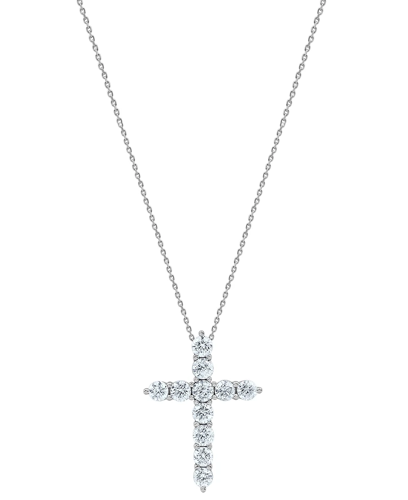 Diamond Cross 18" Pendant Necklace (3 ct. t.w.) in 14k White Gold