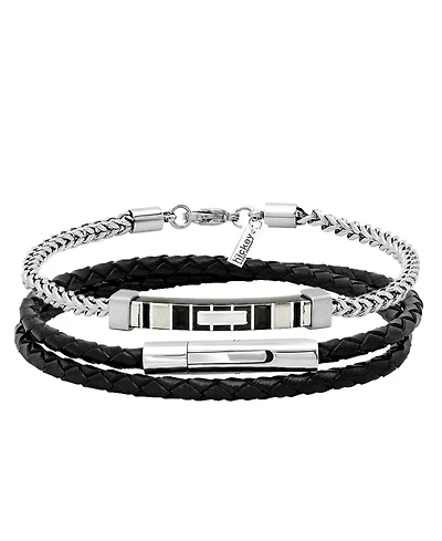 hickey by Hickey Freeman Genuine Leather Thin Braided Wrap Bracelet, 2 Piece Set