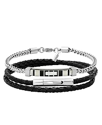 hickey by Hickey Freeman Genuine Leather Thin Braided Wrap Bracelet, 2 Piece Set