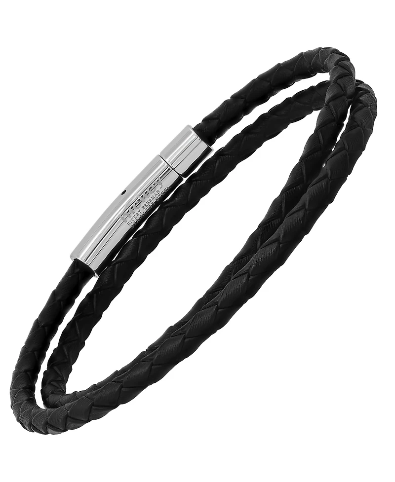hickey by Hickey Freeman Genuine Leather Thin Braided Wrap Bracelet