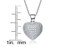 Cubic Zirconia Sterling Silver Rhodium Plated Micro Set Heart Shape Drop Pendant