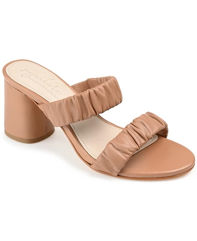 Journee Signature Women's Vidda Ruched Slip On Sandals