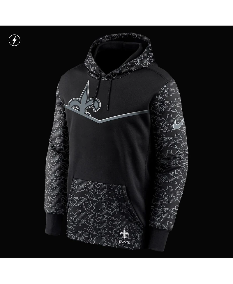 Men's Nike Black New Orleans Saints Rflctv Chevron Pullover Hoodie