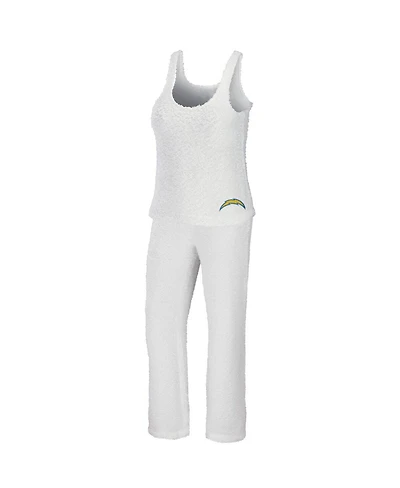 Women's Wear by Erin Andrews Cream Los Angeles Chargers Cozy Scoop Neck Tank Top Pants Sleep Set