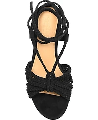 Journee Signature Women's Railee Braided Block Heel Sandals