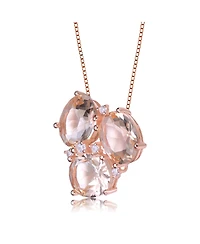 Sterling Silver 18K Rose Gold Plated Pink Cubic Zirconia Accent Pendant Necklace