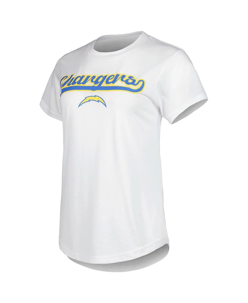 Women's Concepts Sport White, Charcoal Los Angeles Chargers Sonata T-shirt and Leggings Sleep Set