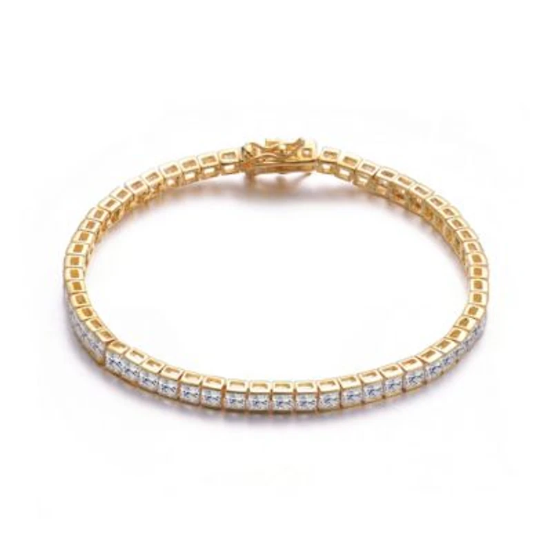 Genvive Classic Sterling Silver Square Cubic Zirconia Tennis Bracelet