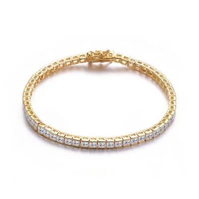 Genvive Classic Sterling Silver Square Cubic Zirconia Tennis Bracelet