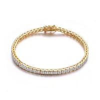 Genvive Classic Sterling Silver Square Cubic Zirconia Tennis Bracelet