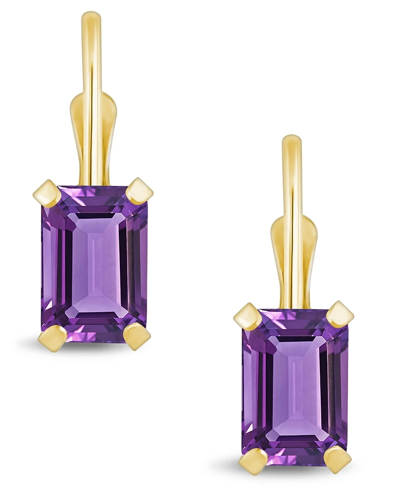 Macy's Gemstone Leverback Earrings 10K Yellow Gold