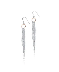 Elegant Sterling Silver Two-Tone Tassel Earrings