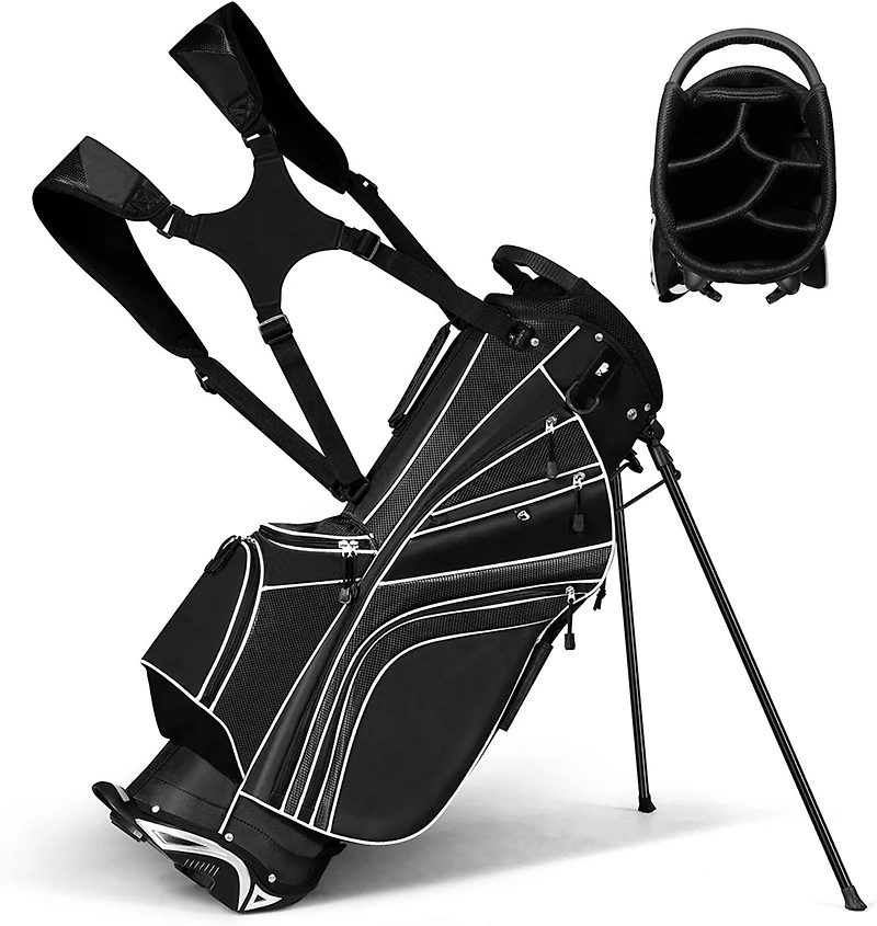 Golf Stand Cart Bag Club w/6 Way Divider Carry Organizer