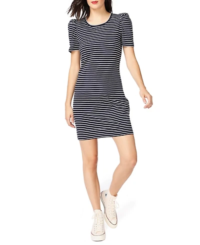 Court & Rowe Women's Short Sleeve Thin Classic Stripe Knit Dress