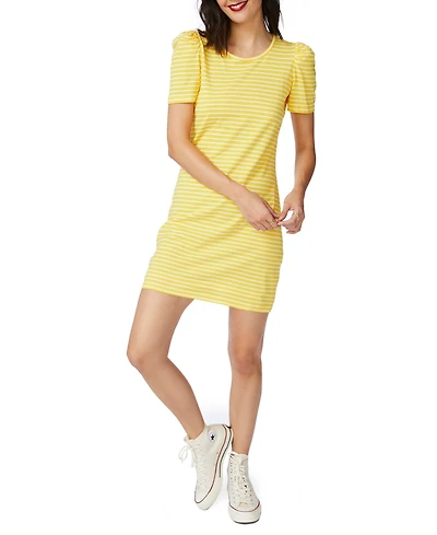 Court & Rowe Women's Short Sleeve Thin Classic Stripe Knit Dress