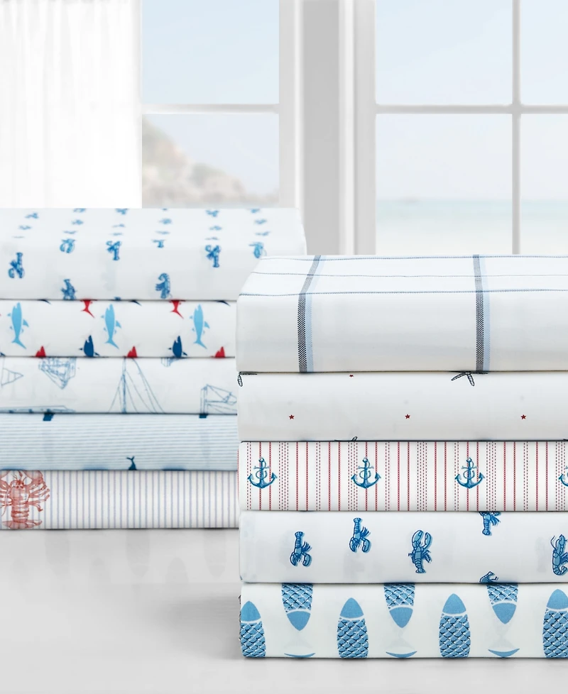 Nautica Buoy Line Cotton Percale 3-Piece Sheet Set, Twin