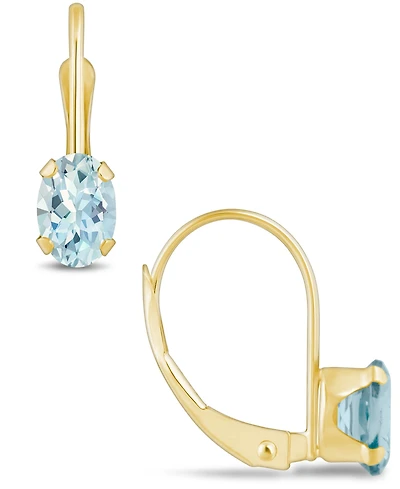 Macy's Aquamarine (9/10 Ct. T.w.) Leverback Earrings 10K Yellow Gold or White