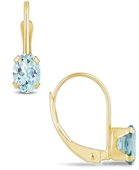 Macy's Aquamarine (9/10 Ct. T.w.) Leverback Earrings 10K Yellow Gold or White