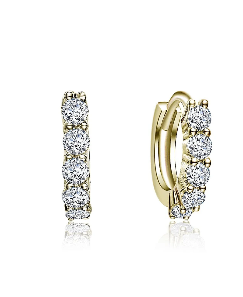 Rachel Glauber Elegant Extra Mini Huggie Hoop Earrings White Gold Plated or 14K