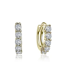 Rachel Glauber Elegant Extra Mini Huggie Hoop Earrings White Gold Plated or 14K