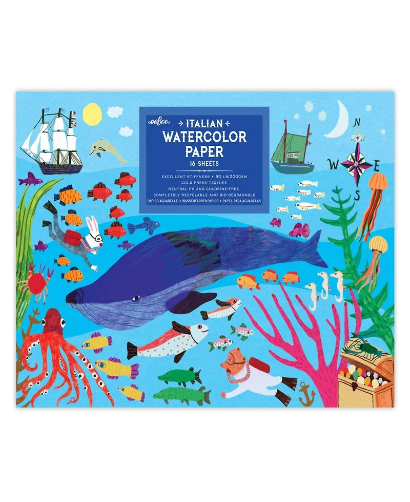 Eeboo In The Sea Watercolor Pad, 16 Sheets