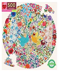 Eeboo Piece and Love Blue Bird Yellow Bird Adult Round Jigsaw Puzzle