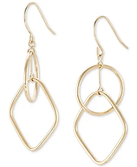 Polished Interlocking Geometric Drop Earrings in 14k Gold
