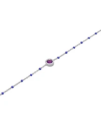 Amethyst (1/6 ct. t.w.) & Enamel Bead Link Bracelet in Sterling Silver