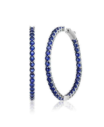 Rhodium Plated Cubic Zirconia Hoop Earrings