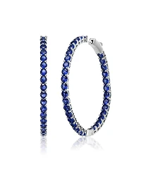 Rhodium Plated Cubic Zirconia Hoop Earrings
