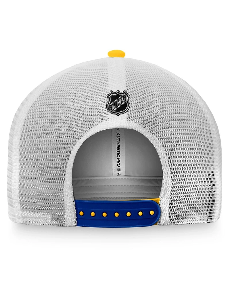 Men's Fanatics Gold, White St. Louis Blues Authentic Pro Rink Trucker Snapback Hat