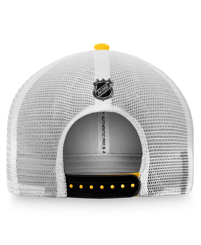 Men's Fanatics Gold, White Pittsburgh Penguins Authentic Pro Rink Trucker Snapback Hat