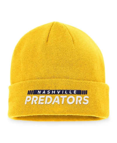 Men's Fanatics Gold Nashville Predators Authentic Pro Rink Cuffed Knit Hat
