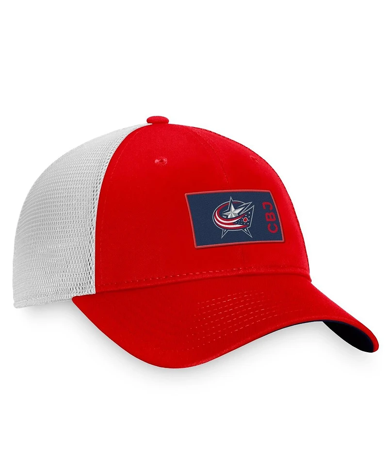 Men's Fanatics Red, White Columbus Blue Jackets Authentic Pro Rink Trucker Snapback Hat