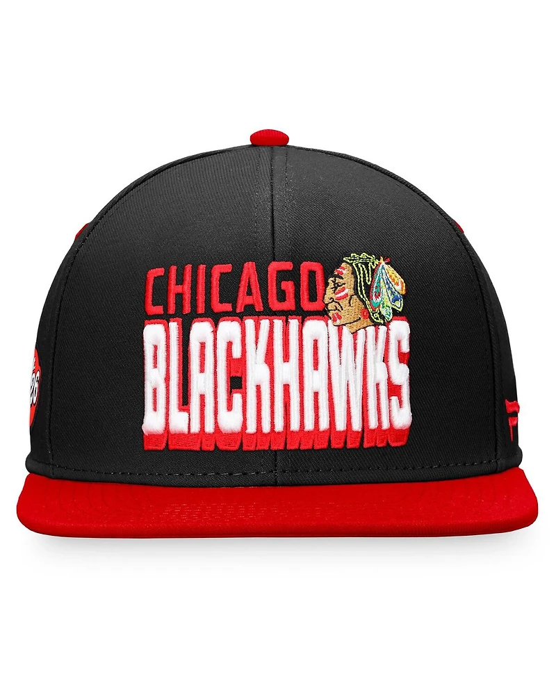 Men's Fanatics Black, Red Chicago Blackhawks Heritage Retro Two-Tone Snapback Hat
