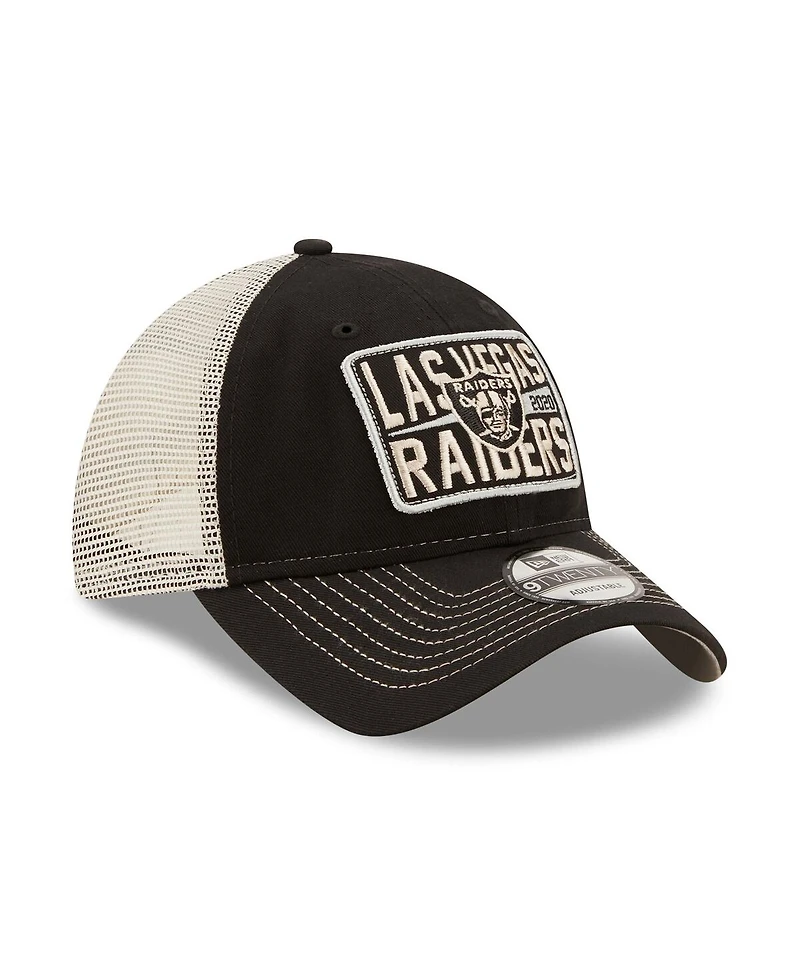Men's New Era Black and Natural Las Vegas Raiders Devoted Trucker 9TWENTY Snapback Hat