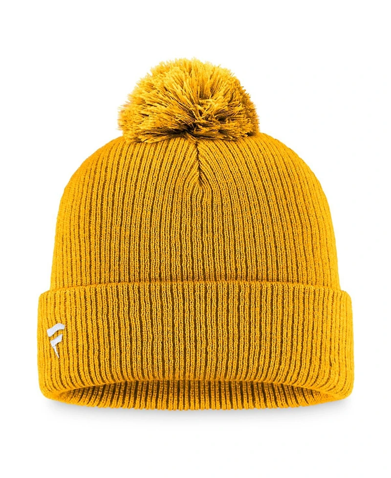 Men's Fanatics Gold Nashville Predators Core Primary Logo Cuffed Knit Hat with Pom