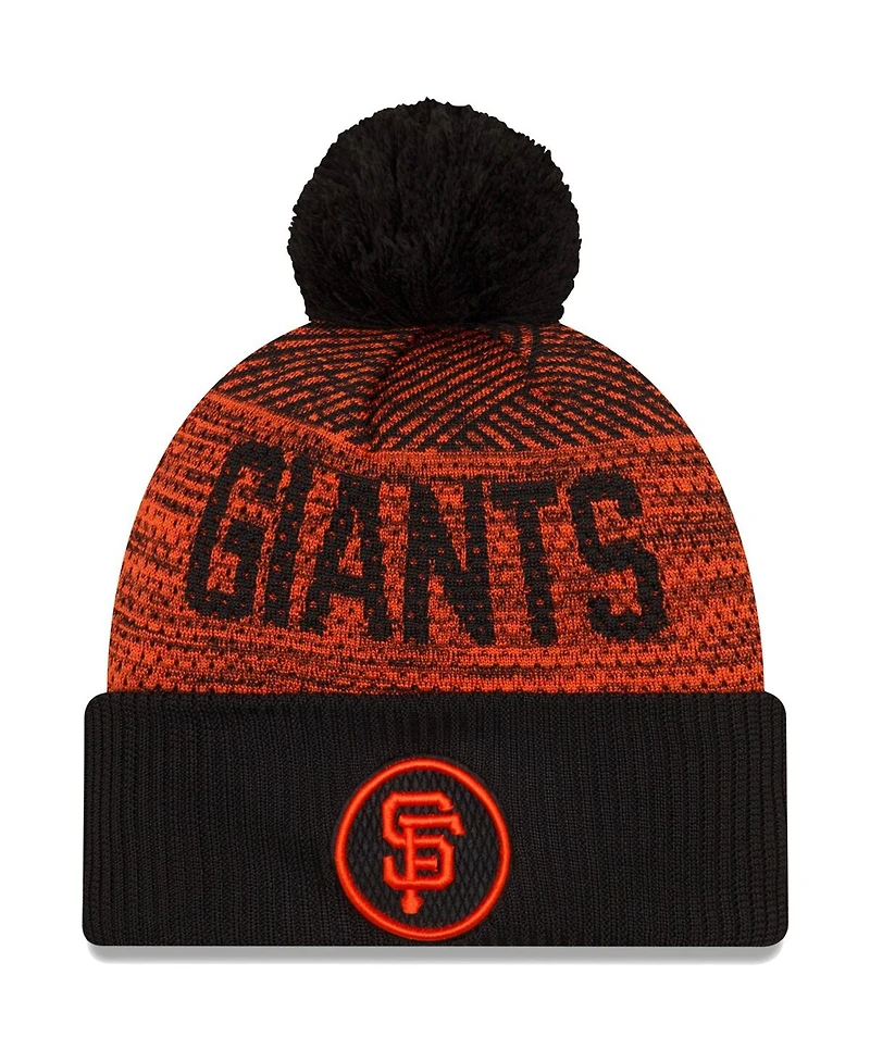 Men's New Era Black San Francisco Giants Authentic Collection Sport Cuffed Knit Hat with Pom