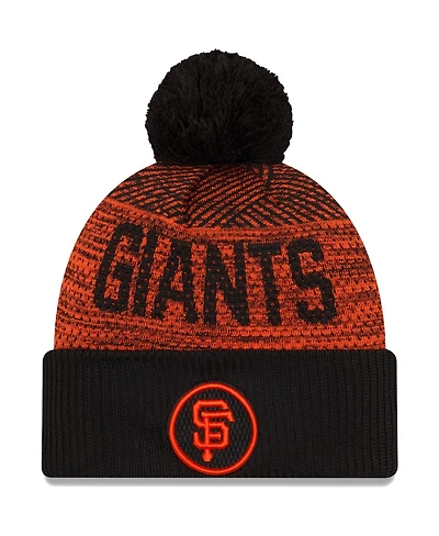 Men's New Era Black San Francisco Giants Authentic Collection Sport Cuffed Knit Hat with Pom