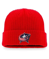 Men's Fanatics Red Columbus Blue Jackets Core Primary Logo Cuffed Knit Hat