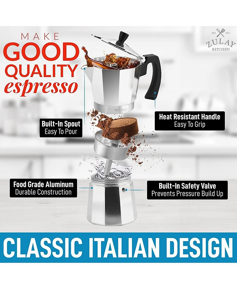 8 Cups Classic Stovetop Italian Style Espresso Maker Moka Pot