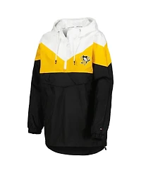 Women's Tommy Hilfiger Black, Gold Pittsburgh Penguins Staci Half-Zip Windbreaker Jacket