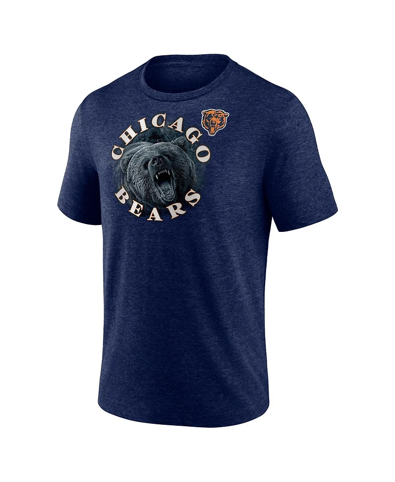 Men's Fanatics Heather Navy Chicago Bears Sporting Chance Tri-Blend T-shirt