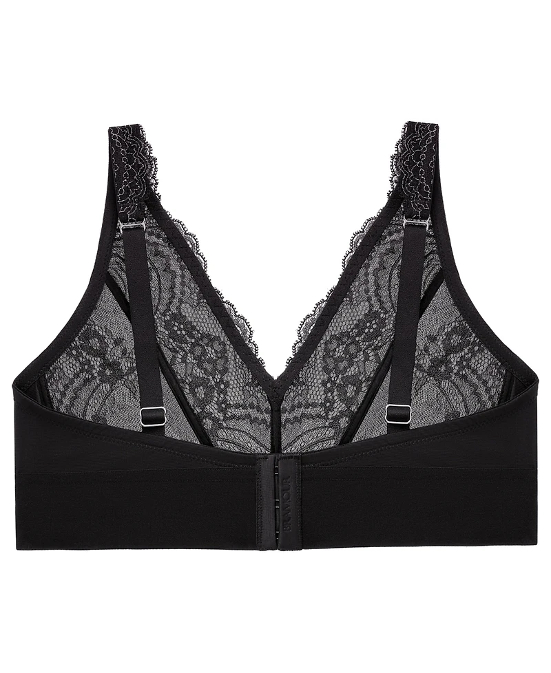 Glamorise Plus Full Figure Bramour Lexington Lace Plunge Wireless Bralette 7013