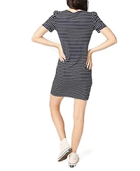 Court & Rowe Women's Short Sleeve Thin Classic Stripe Knit Dress
