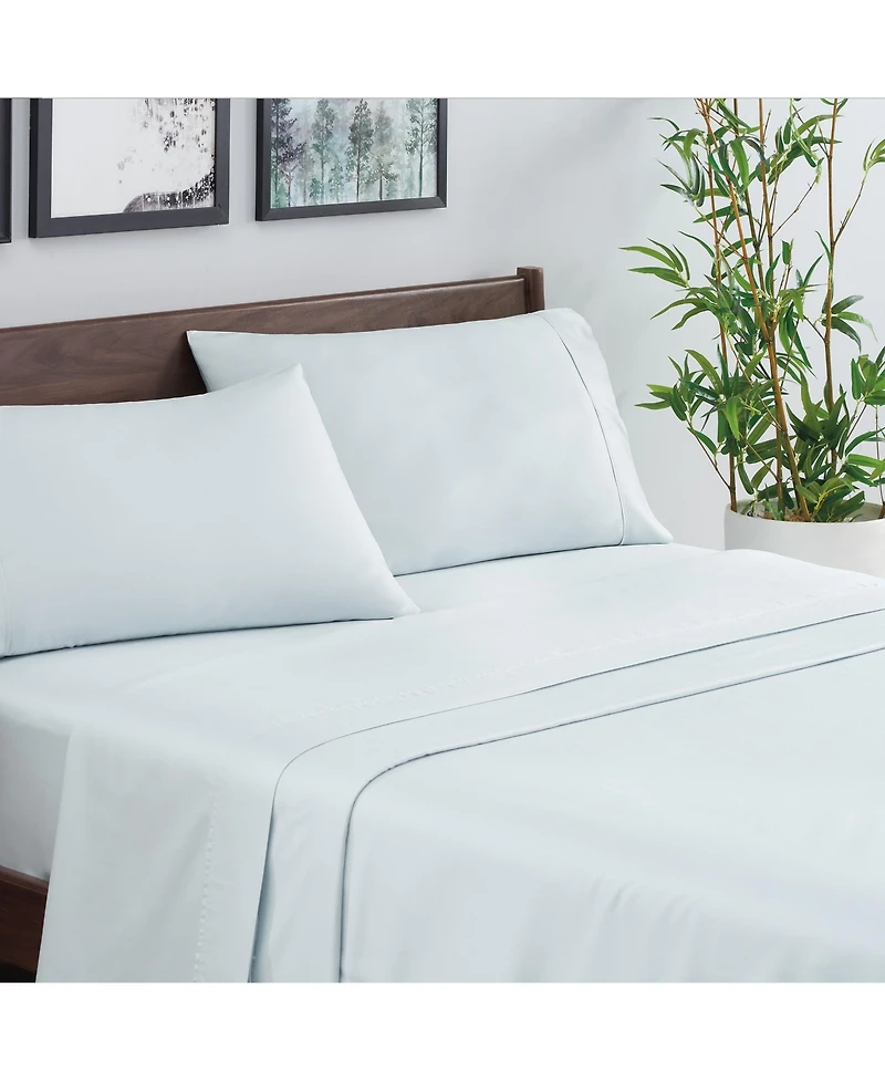 Rayon from Bamboo Queen Sheet Set, Ultra Silky Luxury Sheets, 1 Flat Sheet, Fitted 2 Pillowcases, Temperature Regulating, Breathable, Sustain