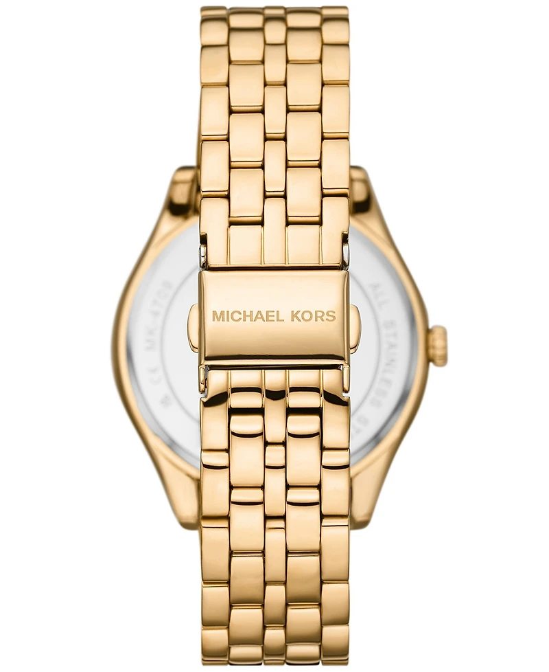 Michael Kors Women's Harlowe Three-Hand Gold-Tone Stainless Steel Bracelet Watch, 38mm