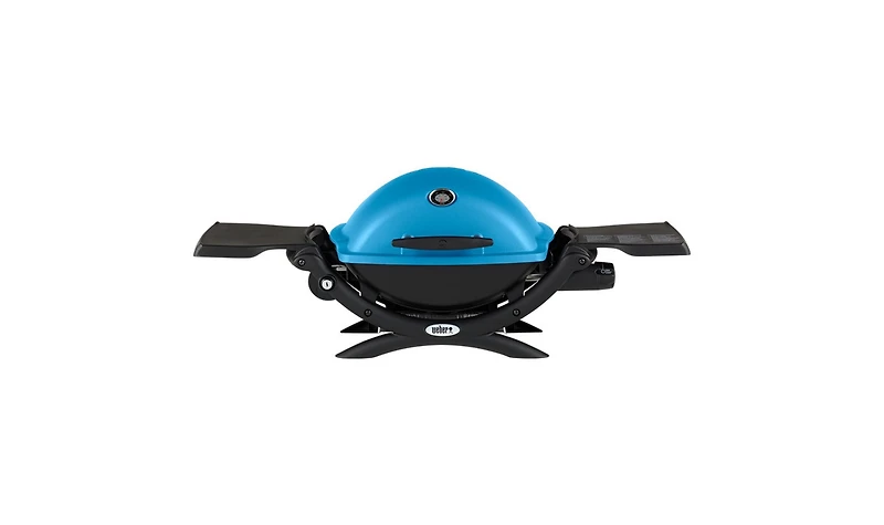 Weber Q 1200 Liquid Propane Grill (Blue) With Adapter Hose And Cover