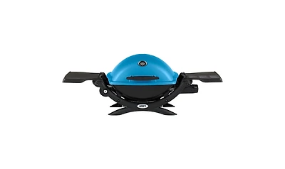 Weber Q 1200 Liquid Propane Grill (Blue) With Adapter Hose And Cover