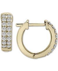 2-Pc. Set Lab-grown White Sapphire (5/8 ct. t.w.), Garnet (1/20 ct. t.w.) & Citrine Accent Huggie Hoop Earrings in 14k Gold-Plated Sterling Silver